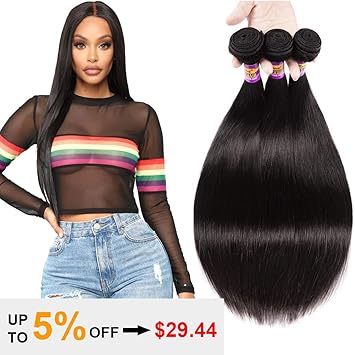 Amazon Com Brazilian Straight Human Hair 3 Bundles Unprocessed