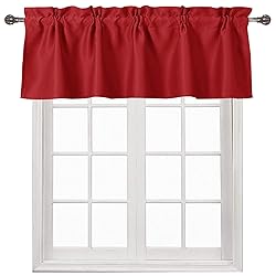 DWCN Red Blackout Valance for Windows Rod Pocket