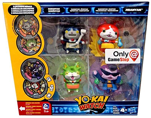 Yo-Kai Watch Robonyan, Jibanyan, Thornyan & Baddinyan Exclusive Action Figure [Includes 2 Exclusive Metals!] by Yokai Watch