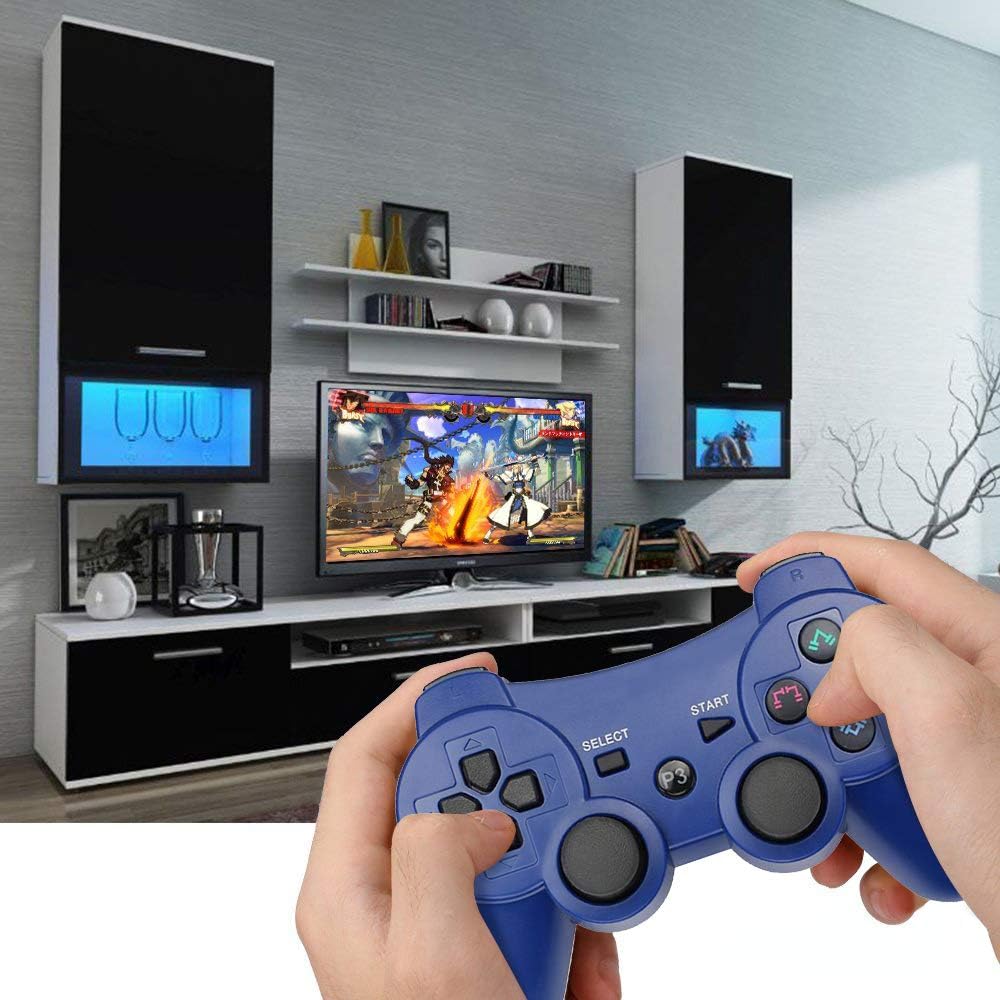 CelebFuny PS3 Controller Wireless Playstation 3 Controller Double Vibration for PS3 with Charging Cable (Blue): Electronics