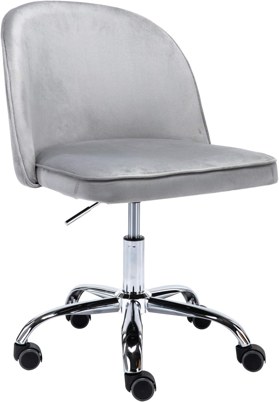 Swivel Task Chair DM Furniture Office Computer Desk Chair Armless for Small Home Office Soft Fabric Padded, Adjustable Height, Silver Grey