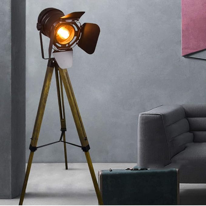 Lampada da terra industriale retrò Faro orientabile regolabile in
