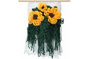 PARROVEL Woven Wool Suit Adult Tapestry Weaving, Beginner Learning Tapestry Weaving Kit, Yarn Instruction Manual, Sunflower Shaped Tapestry(Not Include The Loom)