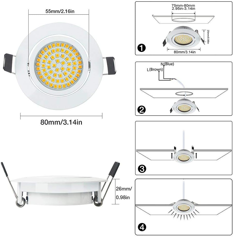 Foco Empotrable LED Techo Blanco 3.5W Ultra Slim Plano Downlight ...