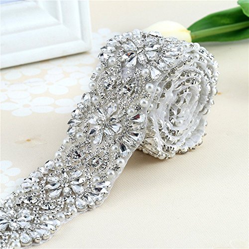 SoarDream Wedding Crystal Rhinestone Applique Bridal Wedding Applique Pearl Wedding Belts Party Dress Belt