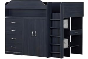 South Shore Asten Loft Bed with Desk Blueberry, Traditional