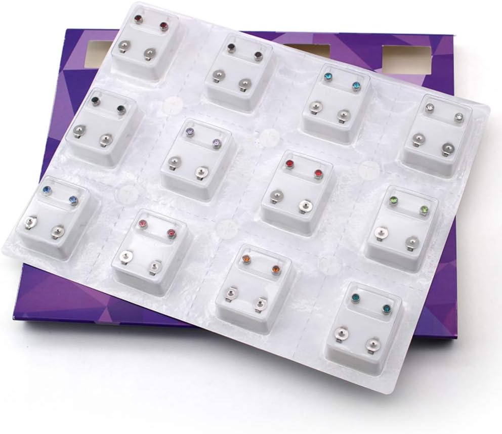12 Pairs Sterile Prevent Allergy Titanium Steel Studs, Safety Medical Earring Kit, 24K Real Gold Gold Plating Stud Earrings, Ethylene Oxide EO Sterilization, for Tattoo Shop Beauty Salon