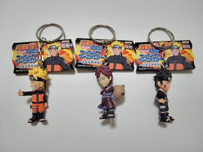 Amazon Co Jp Naruto疾風伝 ナルト フィギュアキーホルダー 我愛羅登場編 うずまきナルト 我愛羅 ガアラ 犬塚キバ 3種類セット ホビー 通販