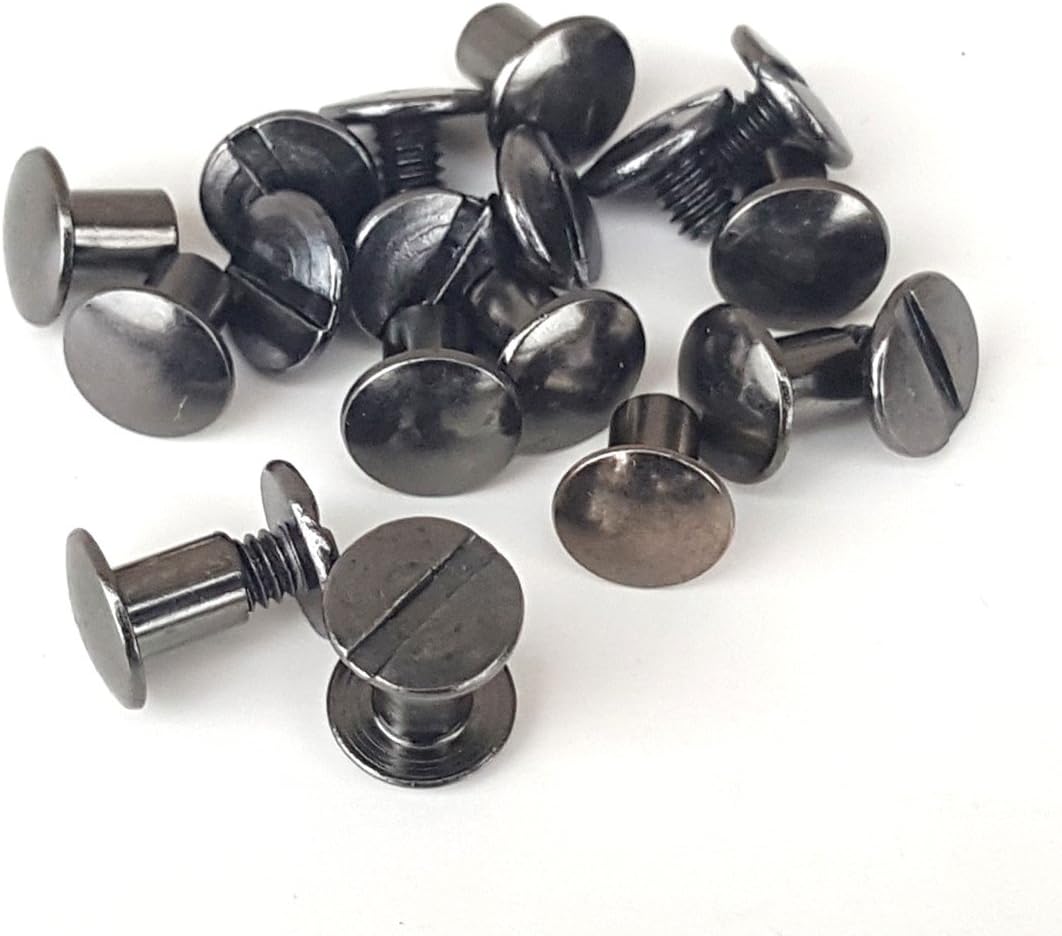 10 Pack 1/4" Black Gun Metal Solid Chicago Screws Leather Repair Screw Post Fastener