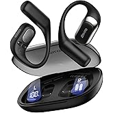 Open Ear Headphones,Over Ear Earbuds with Ergonomic Earhook,Bluetooth Headphones 5.4 with Smart Digital Display,40H Playtime,IPX6 Waterproof,Touch Control Operate Fit Cycling,Running,Workout(Black)