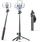 REQO Magnetic Tripod for iPhone and Android,Samsung Phones,51" Selfie Stick Tripod Mount with Remote,Portable Phone Selfie Stick Stand for Photo,Video Recording,Travel,Filming