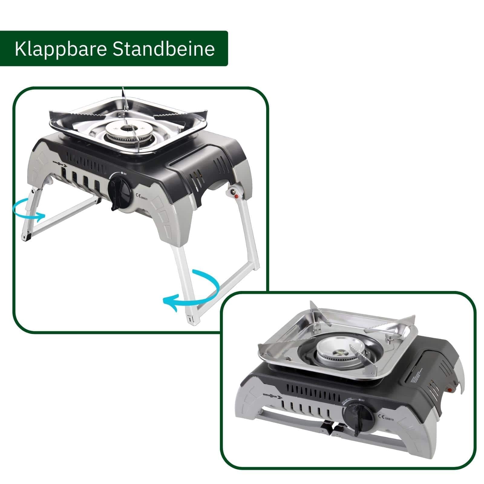 Brunner 0708014N Devil 450 Tragbarer Camping-Gaskocher, faltbar, Verwendung mit Kartuschen mit Gewinde von 450 g, Leistung 2,4 kW, mit Transportkoffer, Grau 3