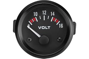 Aramox Voltmeter, 12V Universal Car Voltage Gauge of 52mm/2in Diameter, Voltage Meter with Black Dial and Round Panel, 8-16V 