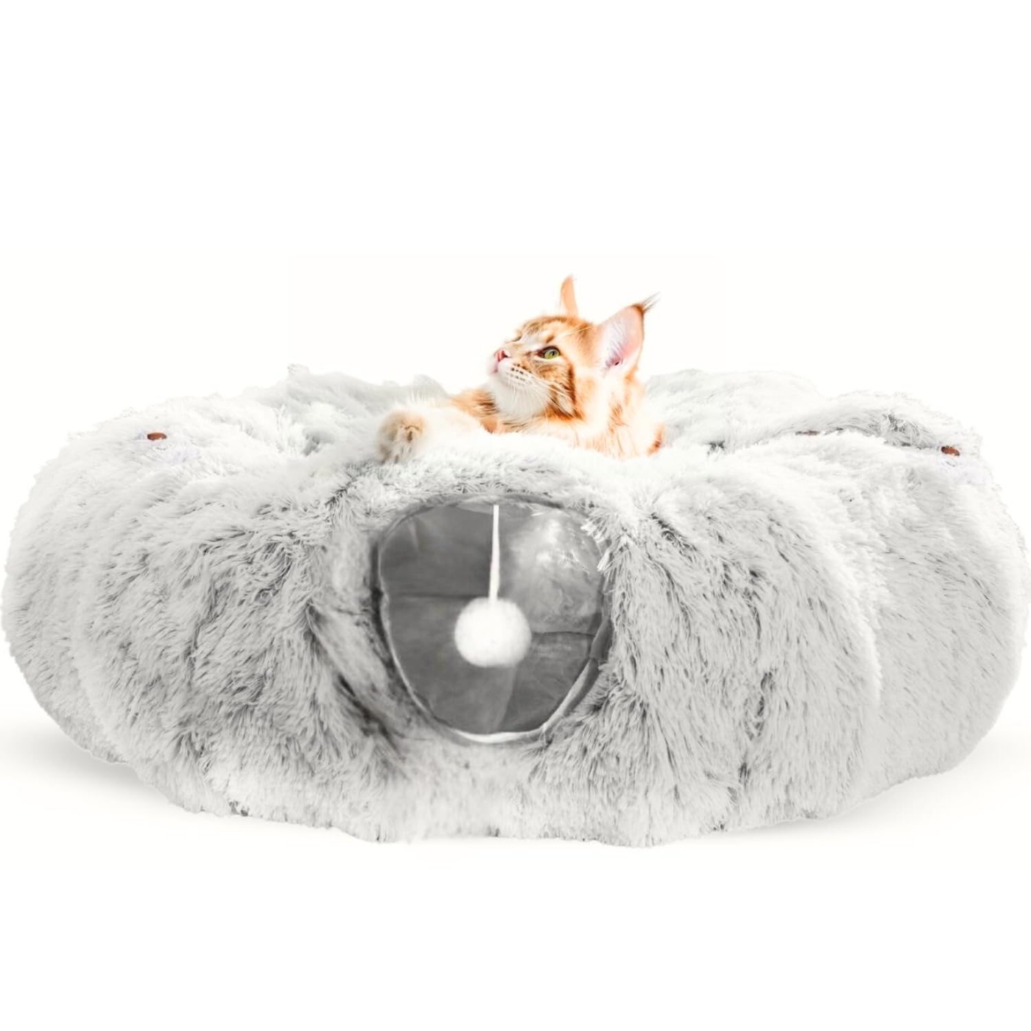 PETS-TOP XXL Indoor Cat Tunnel with Fluffy Cushioned Bed