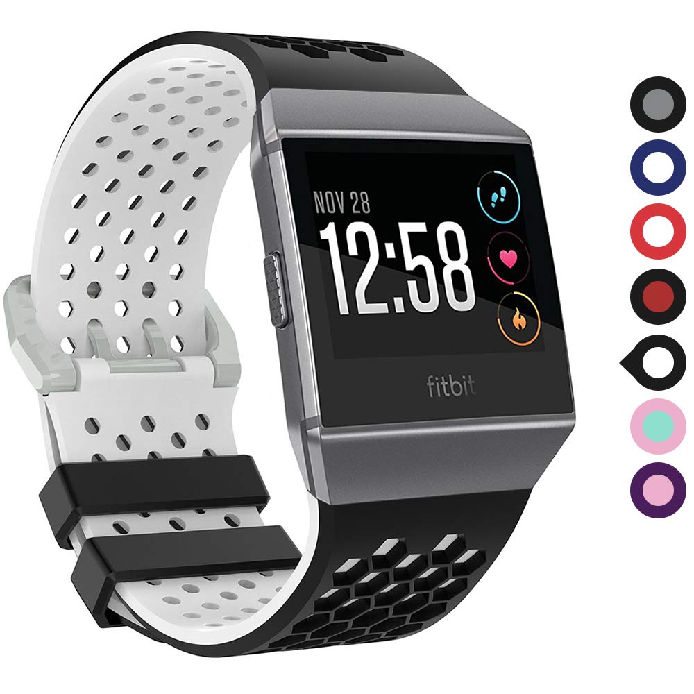 EasyJoy Fitbit ionic Bands for Women Men Small Large, Silicone Material Soft Waterproof Breathable Replacement Accessories sport strap Set for Fitbit ...