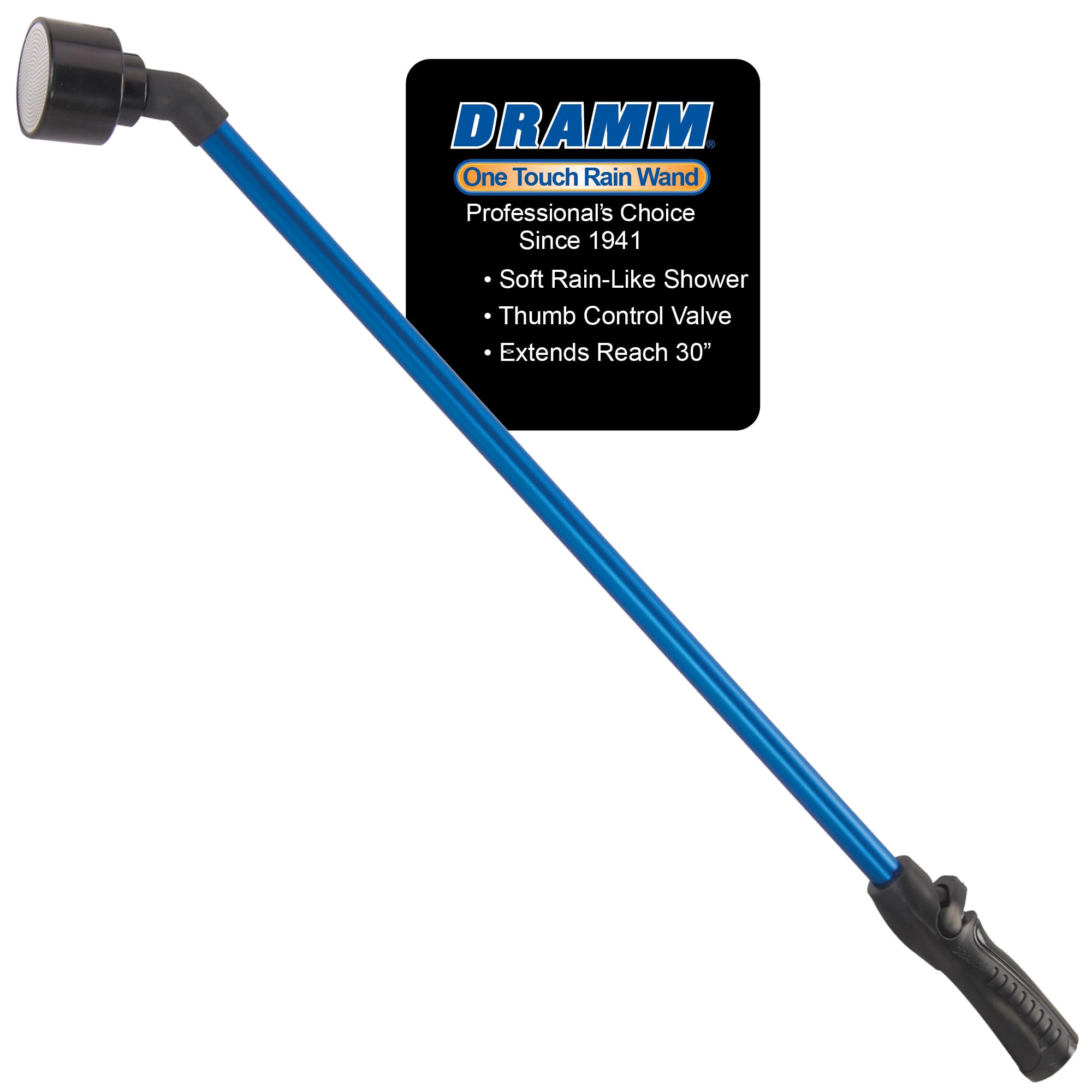 DRAMM 14805 One Touch Rain Wand with One Touch Valve, 30-Inch, Blue