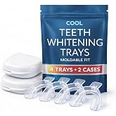 Teeth Whitening Trays for Gel 4 Pc Moldable Flexible Guards with 2 Cases | Compatible with Opalescence Gel Custom Fit Trim to Fit Dental Bleaching Carbamide Peroxide Remineralization Enamel Safe