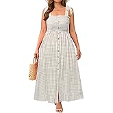 Plus Size Summer Dress - Sun Casual Beach Boho Floral Button Down Long Maxi Sundress