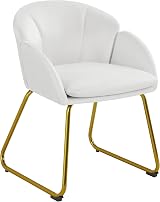 Yaheetech Velvet Tub Chair Vanity Chair Modern Accent Armchair White