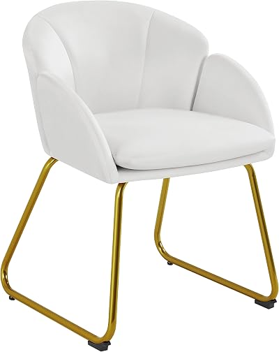Yaheetech Velvet Tub Chair Vanity Chair Modern Accent Armchair White