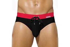 Arjen Kroos Men's Swim Briefs - Solid Bikini Swimwear Men Swimsuit, Low Waist Swimming Briefs with Drawstring