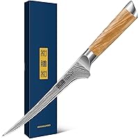 HOSHANHO Damascus Fillet Knife 7 Inch, Professional VG-10 Super Steel Boning Knife, Ultra Sharp Fish Knife with Ergonomic Han