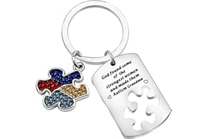 WSNANG Autism Aunt Grandma Gift God Found Some of The Strongest Women And Made Them Autism Aunt/Grandma Keychain