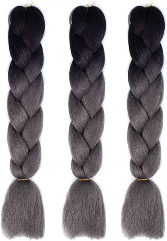 Amazon ウィッグ エクステンション ブレイズ 編み込み グラデーション 三つ編み ヘアアクセサリー 盛りアップ つけウィッグ かつら 3本入り ブラック グレー エクステンション 通販