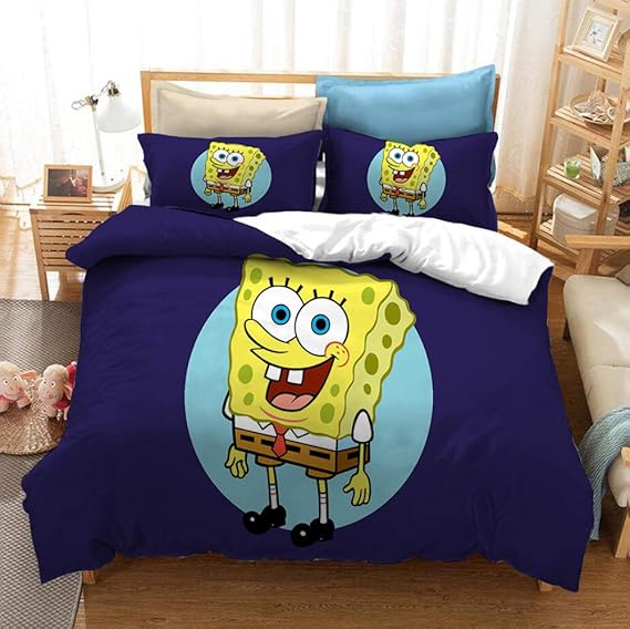 ZPYHJS Juego de Cama para niños con Funda nórdica en 3D de Bob Esponja