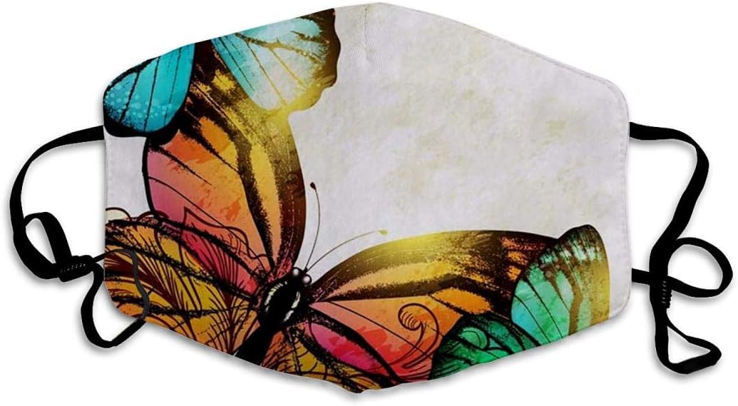 CGFJEIN Green Butterfly Face Mask for Mouth Mask Anti-Dust On White Background Display Sun-Proof Fashion Bandana Headwear