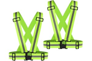 2Pack Reflective Vest, High Visibility Vest Straps Lightweight Reflector Safety Straps Adjustable Reflective Gear for Night R