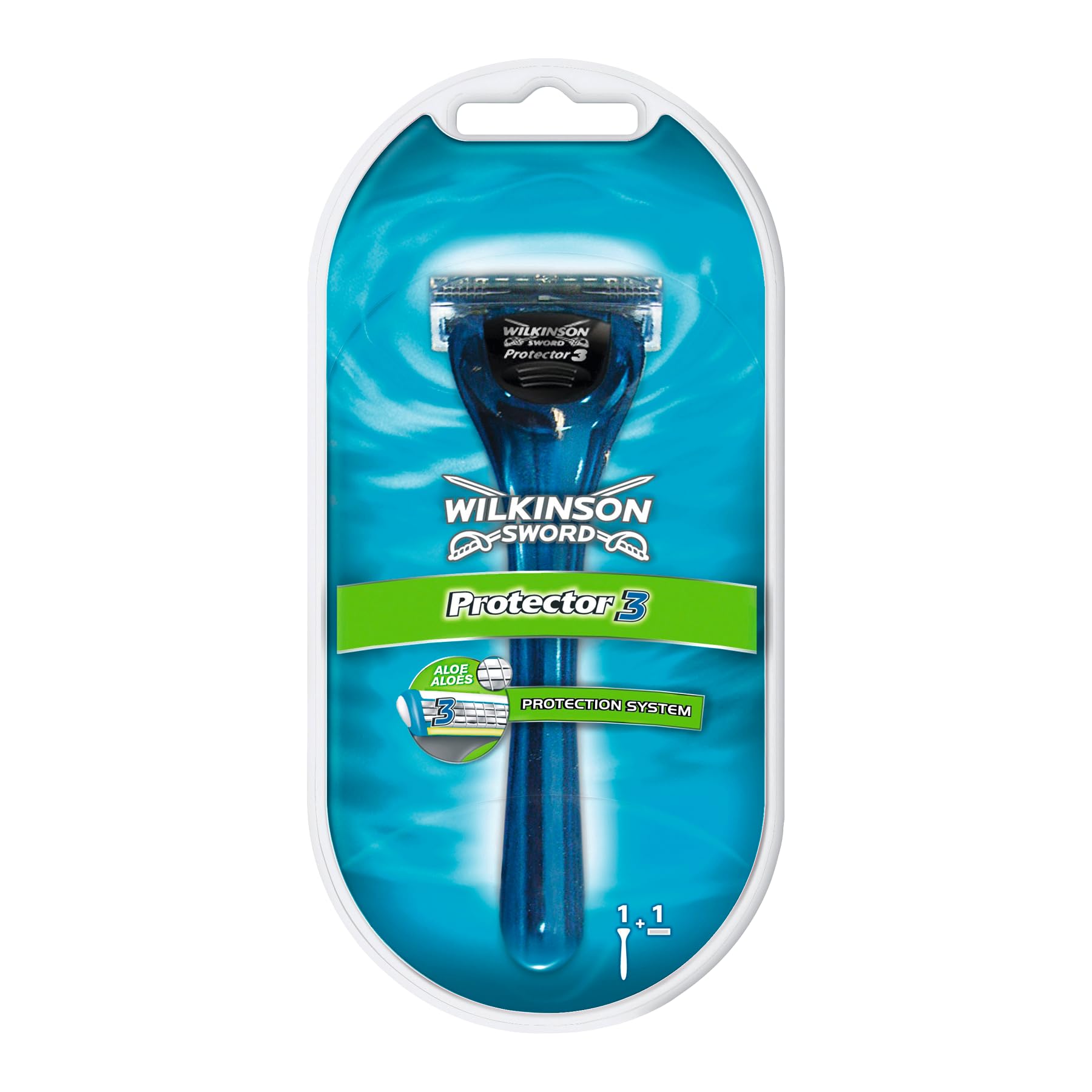 WILKINSON SWORD - Protector 3 For Men | Smooth Shave | Razor Handle + 1 Blade Refill