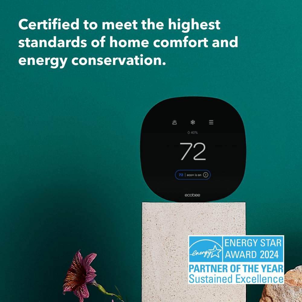 ecobee3 Lite Smart Thermostat - Programmable Wifi Thermostat - Works with Siri, Alexa, Google Assistant - Energy Star Certified - DIY Install, Black - View 4