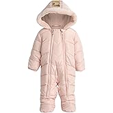 DKNY Baby Girls Snowsuit - Soft Fleece Lined Hooded Winter Pram Baby Snowsuit Outerwear for Newborns & Infants (Sizes 3-9M)