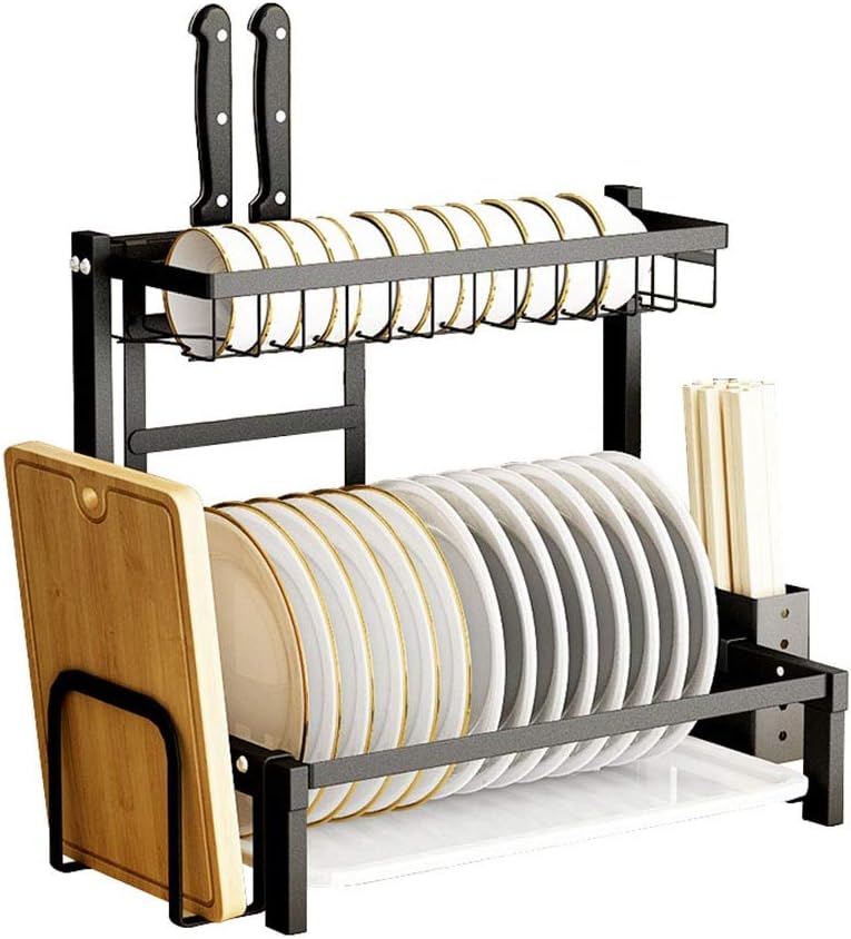 Kitchen Dish Rack Kitchen Stainless Steel Dishes Drain Rack Mesa Rice Bowl Rack Plate Rack Black Chopsticks Cage Cutting Board Rack Knife Rack Tableware Storage Rack