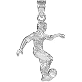 925 Sterling Silver Soccer Player Futbol Sports Charm Pendant