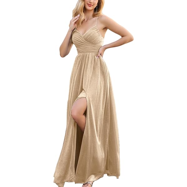 Amazon.com: Nightway Juniors' Long Sequin Cowl Neck Gown W/Cross-Back  Spaghetti Straps & Side Slit - Prom Cocktail Party Gold : Clothing, Shoes &  Jewelry