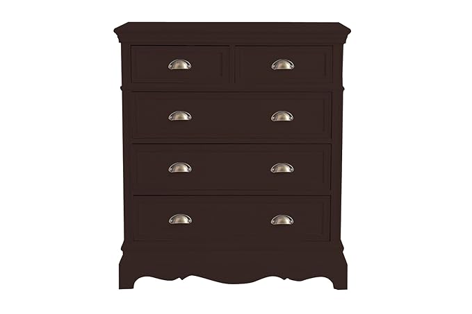 Aprodz Mango Wood Storage Cabinet Callao Chest of 5 Drawers Furniture for Living Room | Cocoa Brown