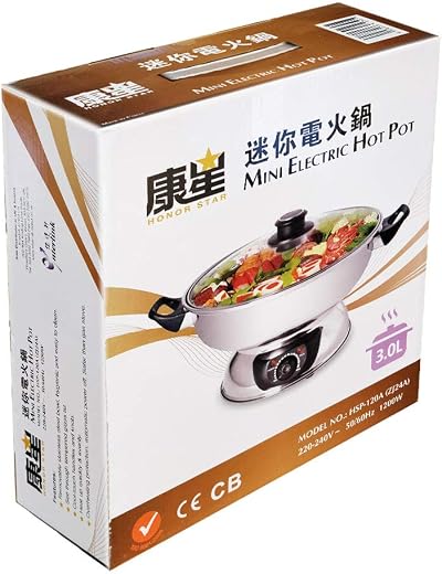 HONOR STAR Mini Electric Hot Pot 3.0L Multi Cooker for Noodles Soup Rice