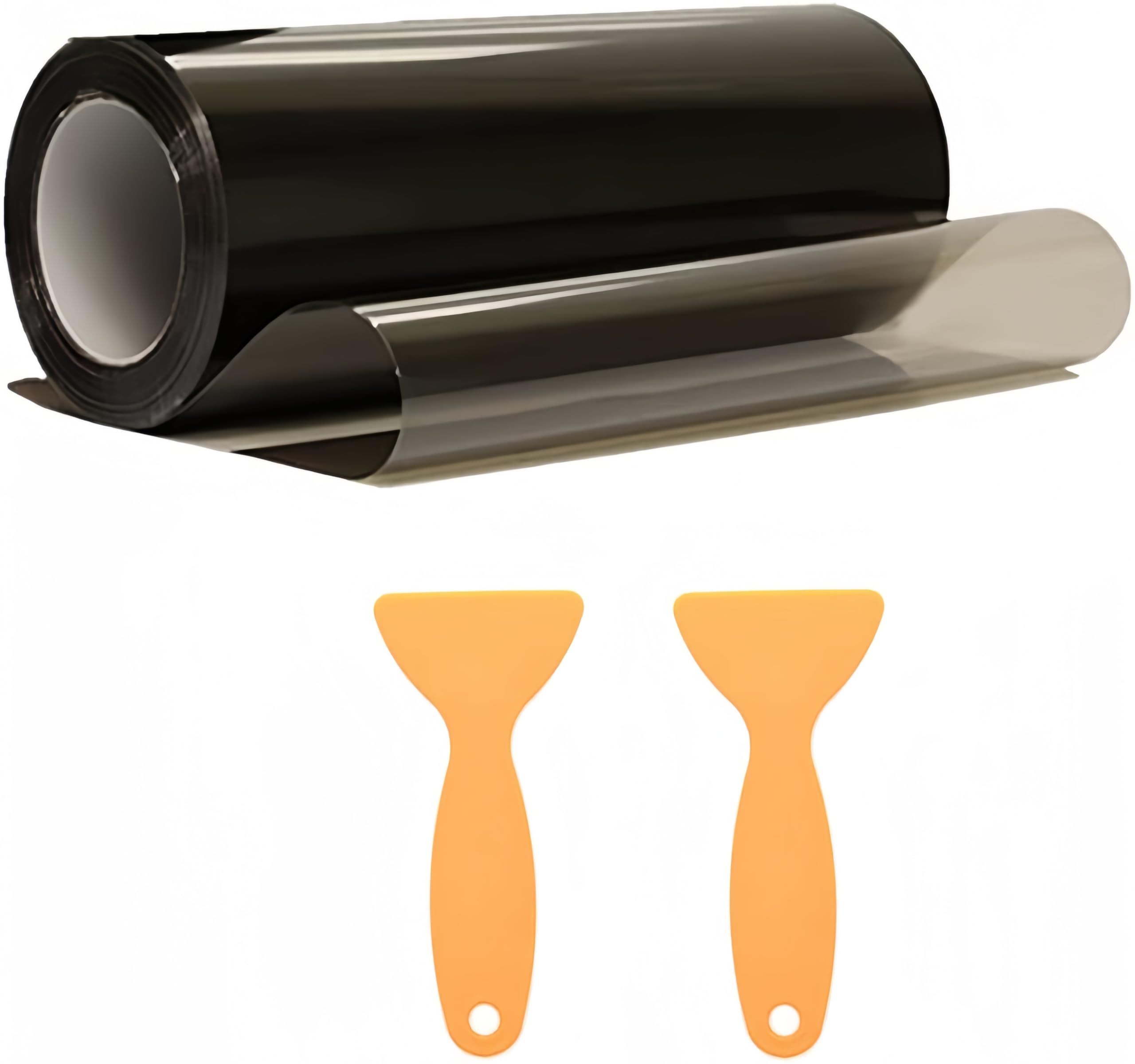 Car Headlight Film,30cm*300cm Self Adhesive Car Light Film, for Smoke Fog Light Taillight Headlight Tint, Vinyl Warp Film Sticker + 2 Squeegees (black)