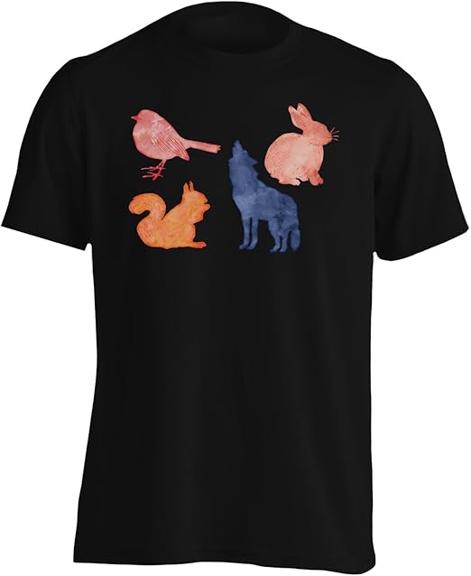 New Cute Watercolor Animals Men's T-Shirt h891m: Amazon.co.uk: Clothing