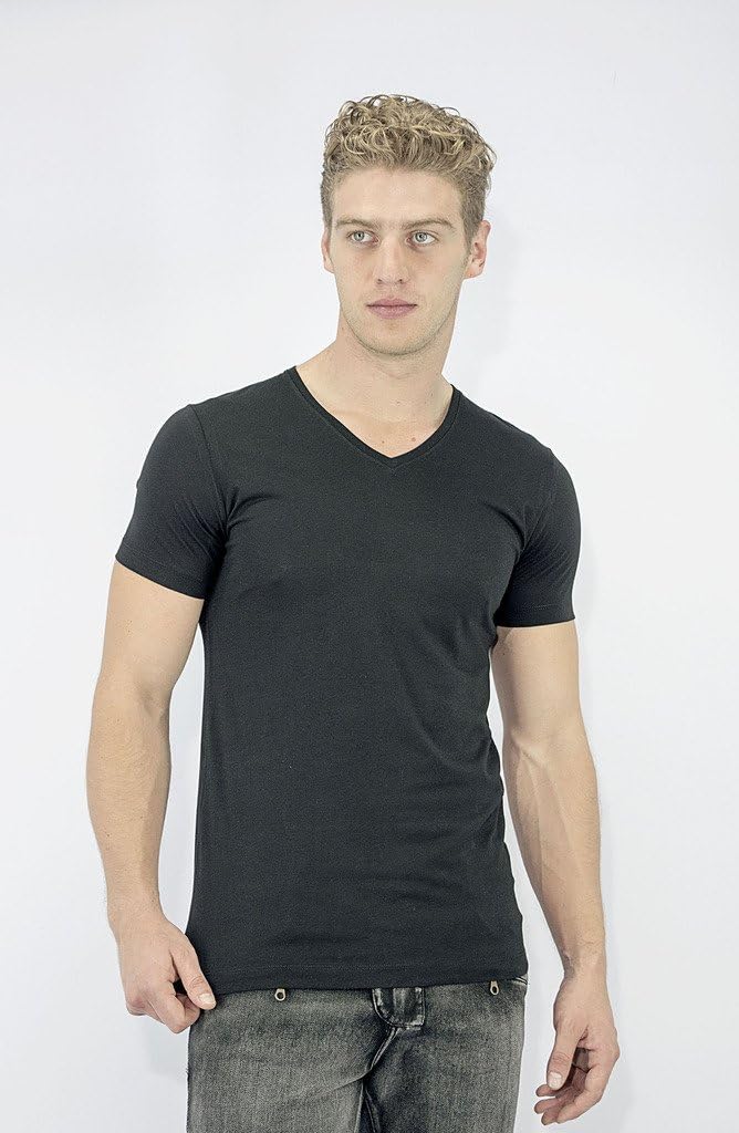 Ragman V-Neck Solid Short Sleeve 100% Soft Pima Cotton Made In Peru - Men's T-Shirts Pack Of 2