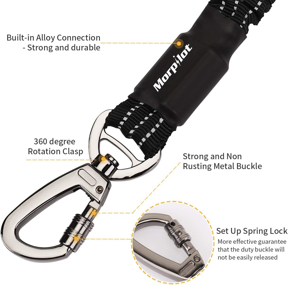 Morpilot Bungee Dog Lead, Strong Shock Absorbing Stretchy Nylon Dog Rope, Anti Pull Training Lead for Medium & Large Dogs - Image 5
