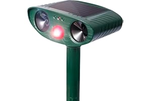 SSNMEI Solar Animal Repeller, Ultrasonic Animal Repellent Defender Cat, Dog, Squirrel, Deer, Fox, Outdoor Animal Deterrent with Motion Sensor and Led Light Alarm, Protect Yards, Lawn Gardens