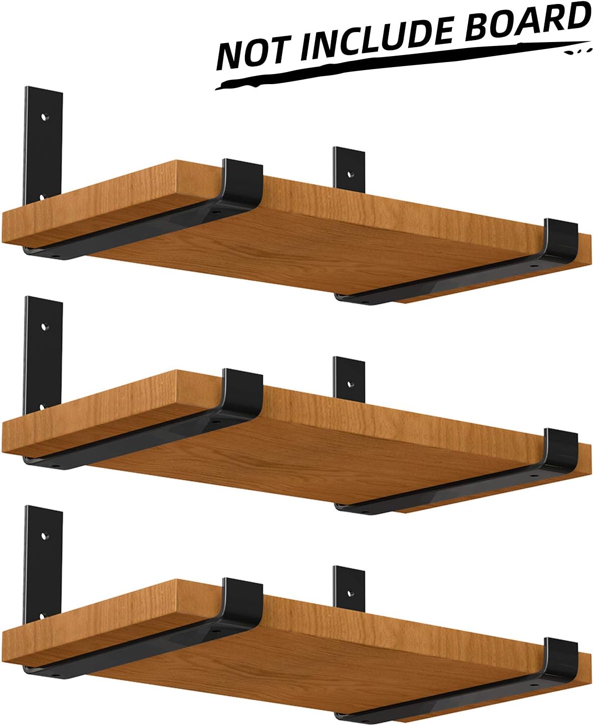 LuckIn Sturdy Shelf Bracket, Fit 8 Inch Standard Board Sold by Homedepot, J Bracket for DIY Rustic Floating Shelf(6 Pack, Black): Home Improvement