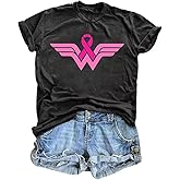 Breast Cancer T Shirt for Women Breast Cancer Awareness Shirt Pink Ribbon Graphic Short Sleeve Cancer Care Gifts Tee Top
