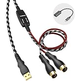 NUOSIYA MIDI Cable, MIDI to USB Interface Cable 4.5FT,MIDI Interface in-Out to USB Cord Adapter with Indicator for Piano Keyboard to PC Mac Laptop,Arranger Keyboard Tool