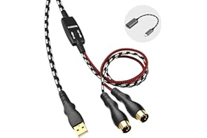 NUOSIYA MIDI Cable, MIDI to USB Interface Cable 4.5FT,MIDI Interface in-Out to USB Cord Adapter with Indicator for Piano Keyb