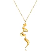 PEARLADA 18k Gold Plated Chain Long Necklace, Boho Sweater Necklace for Women, Geometric Pendant Y Necklace