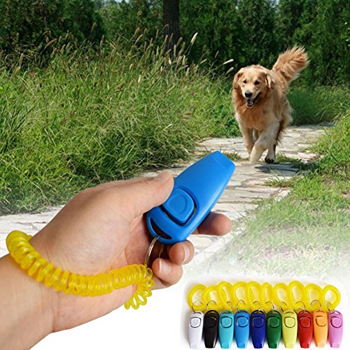 Sunward Dog Training Clicker, Black Pet Training Clicker With Wrist Strap (F)